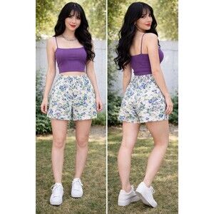 VTG Shenanigans High Waisted Floral Shorts Women's XL Grandma Boho Grandmacore